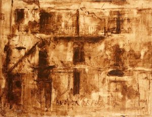 06-Series of The Stroll of Reflections- Tar and Oil on Cardboard - 50 x 65 cm -2014