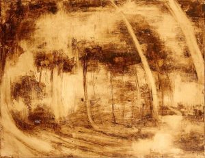 11-Series of The Stroll of Reflections- Tar and Oil on Cardboard - 50 x 65 cm -2014